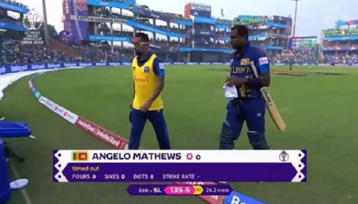 Angelo Mathews become first batter to be timed out in Game Angelo Mathews become first batter to be timed out in Game
