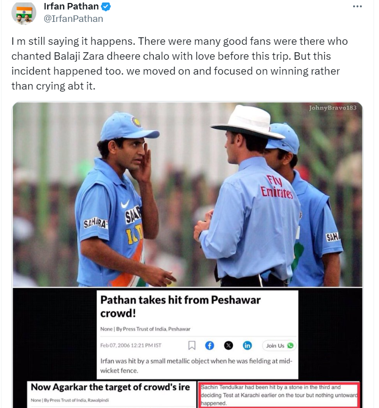 Irfan Pathan shares old Reports of Attack on Indian Team  