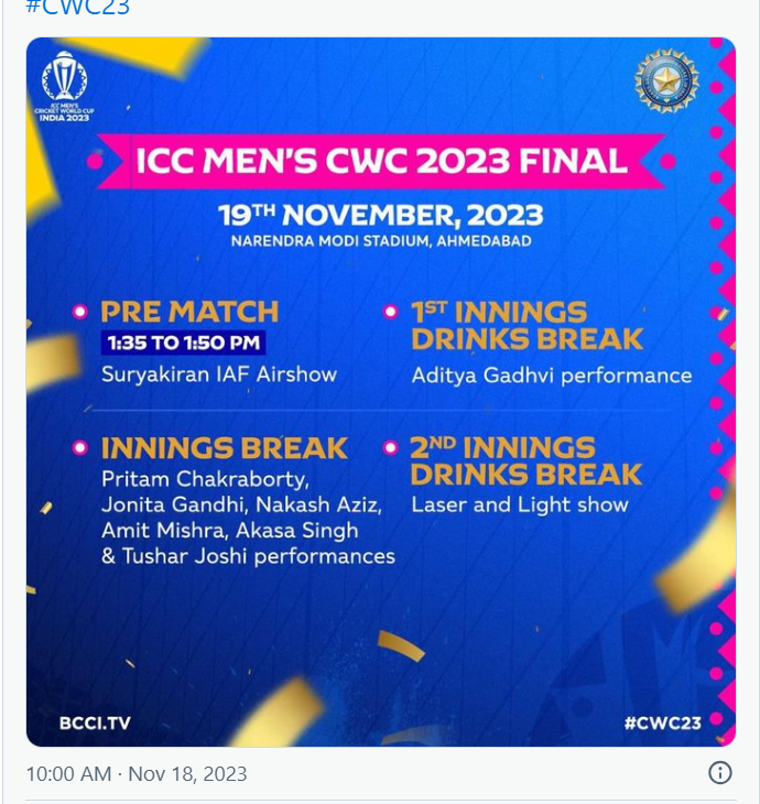 ODI World Cup 2023 Closing Ceremony, Performances & More ODI World Cup 2023 Closing Ceremony, Performances & More