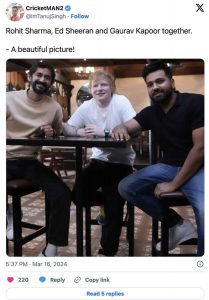 Ed Sheeran meets Indian cricket team captain Rohit Sharma Ed Sheeran meets Indian cricket team captain Rohit Sharma
