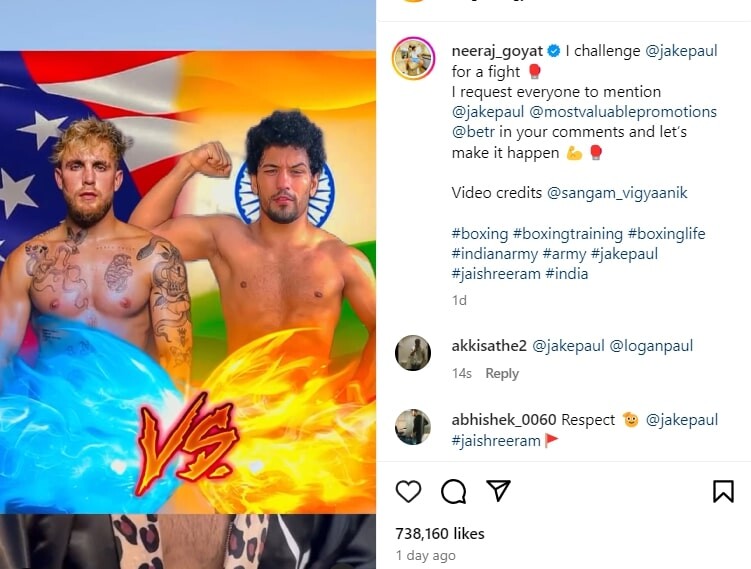 Neeraj Goyat Challenges Jake Paul, Gets This Response  