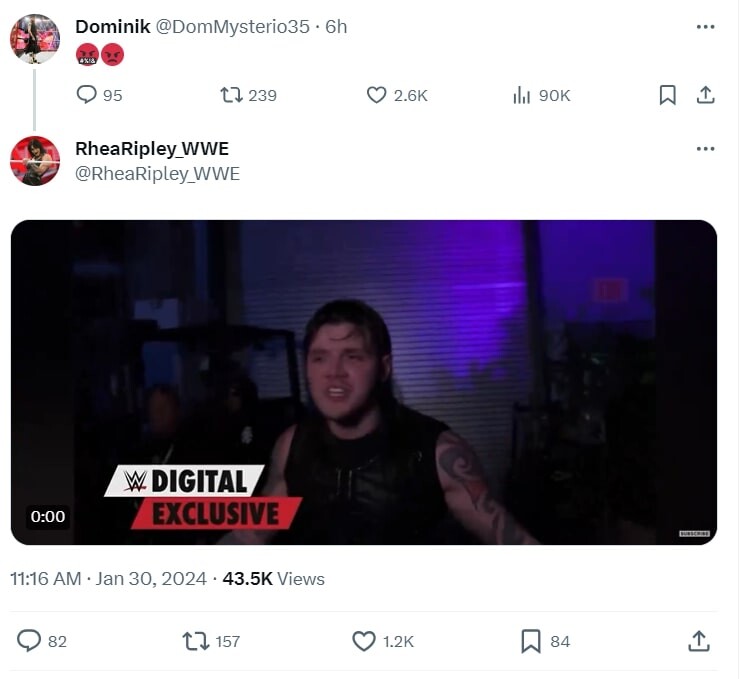 Rhea Ripley takes a shot at Dominik after attack on RAW Rhea Ripley takes a shot at Dominik after attack on RAW