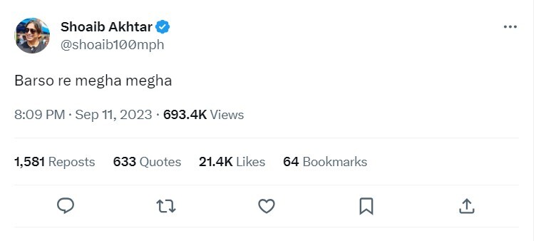 Shoaib Akhtar posts hilarious tweet as Rain spoil IND v PAK  