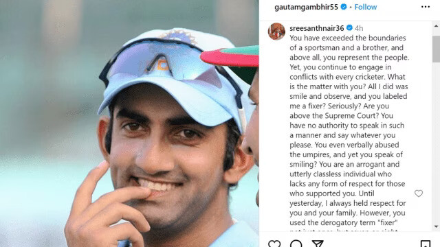 Sreesanth Buckles Down To Gautam Gambhir Instagram Post Sreesanth Buckles Down To Gautam Gambhir Instagram Post