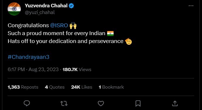 Indian Players Celebrates Chandrayaan 3 Successful Landing Indian Players Celebrates Chandrayaan 3 Successful Landing