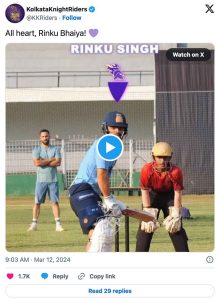 Batter Rinku Singh hits young cricketer with his 'six' Batter Rinku Singh hits young cricketer with his 'six'