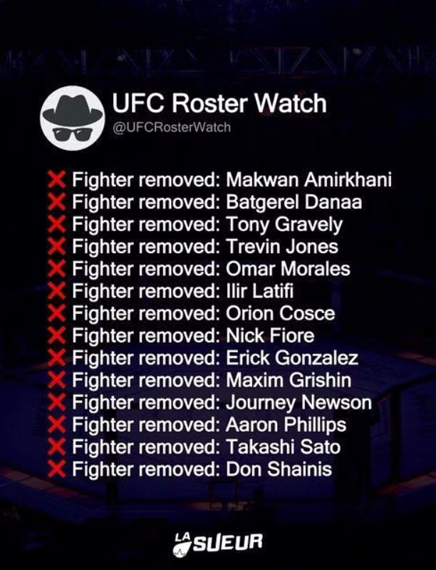 UFC fires three fighters in the latest release  