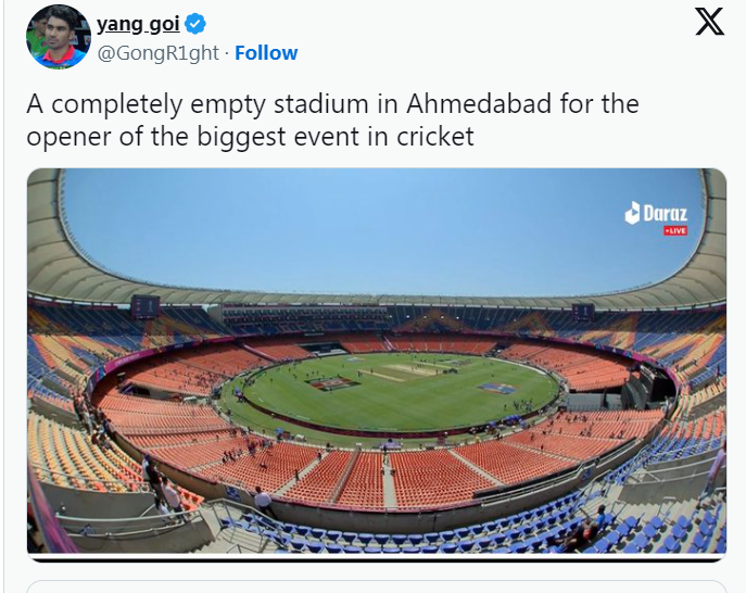 Empty Stadium for ENG vs NZ ODI World Cup 2023 Opener Clash  