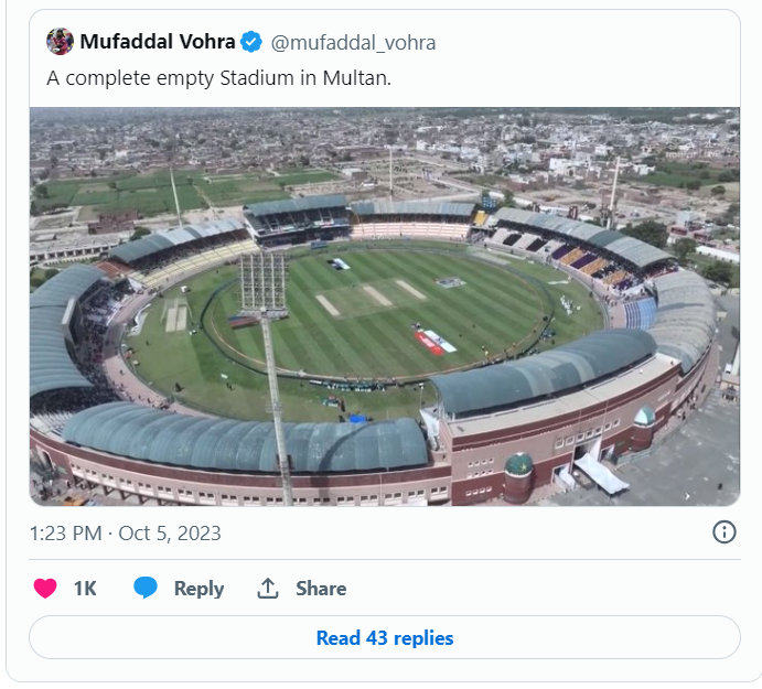 Empty Stadium for ENG vs NZ ODI World Cup 2023 Opener Clash  