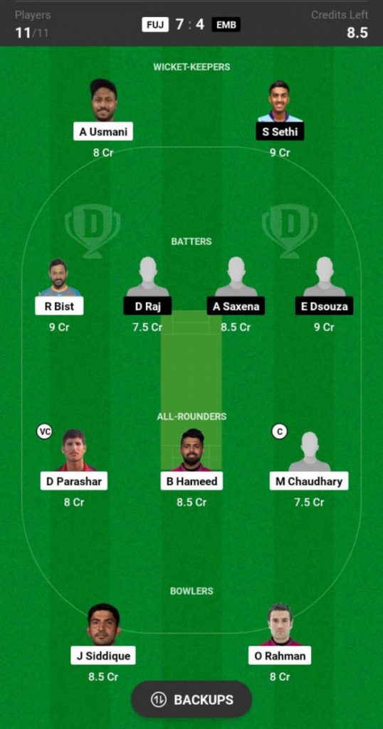 FUJ vs EMB Match Preview: Match 13, Emirates D50 Tournament 2024 FUJ vs EMB Match Preview: Match 13, Emirates D50 Tournament 2024
