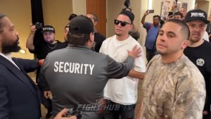 Diaz vs. Masvidal boxing match press conference breaks into a brawl Diaz vs. Masvidal boxing match press conference breaks into a brawl