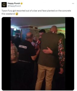 Tyson Fury escorted out of a bar after getting too drunk  