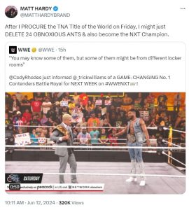 Matt Hardy teases his appearance in the upcoming NXT Battle Royal  