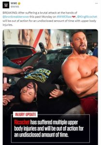 WWE makes vague comments on Ricochet's status with the company  