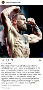 Conor McGregor issues first statement after UFC 303 withdrawal  