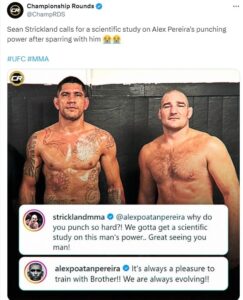 Sean Strickland asks for scientific study on Pereira after sparring with him  