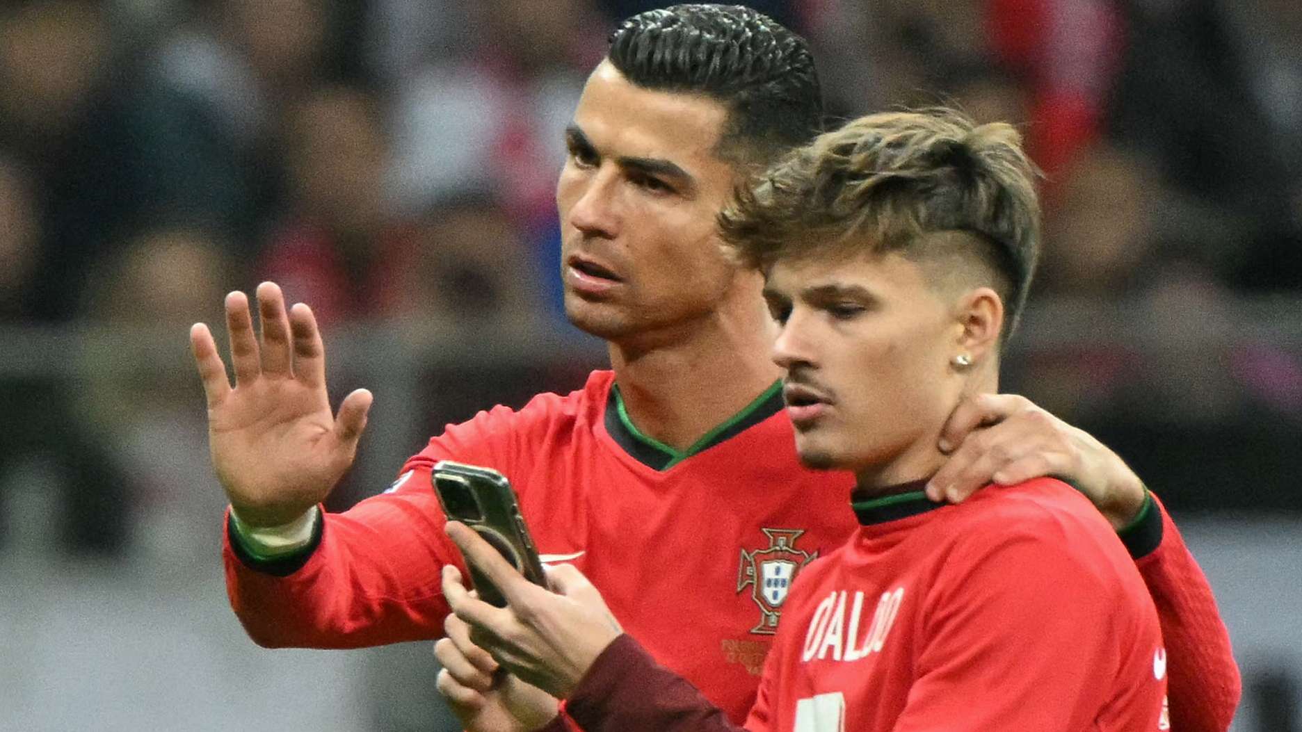 Ronaldo poses for selfie with pitch invader during Poland win  