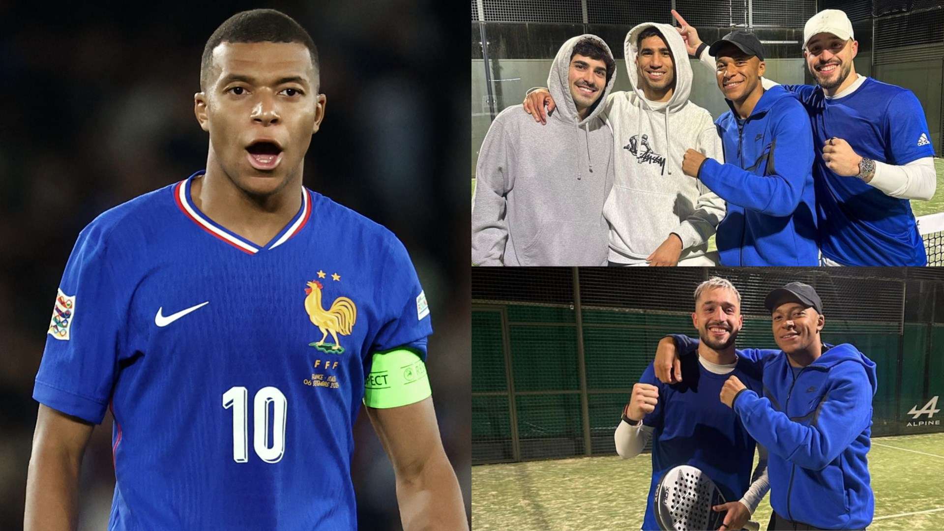 Mbappe plays padel with ex-PSG team-mates Hakimi & Tenas in Paris  