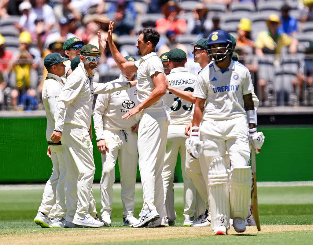 Starc, Hazlewood dent India on the first morning in Perth  
