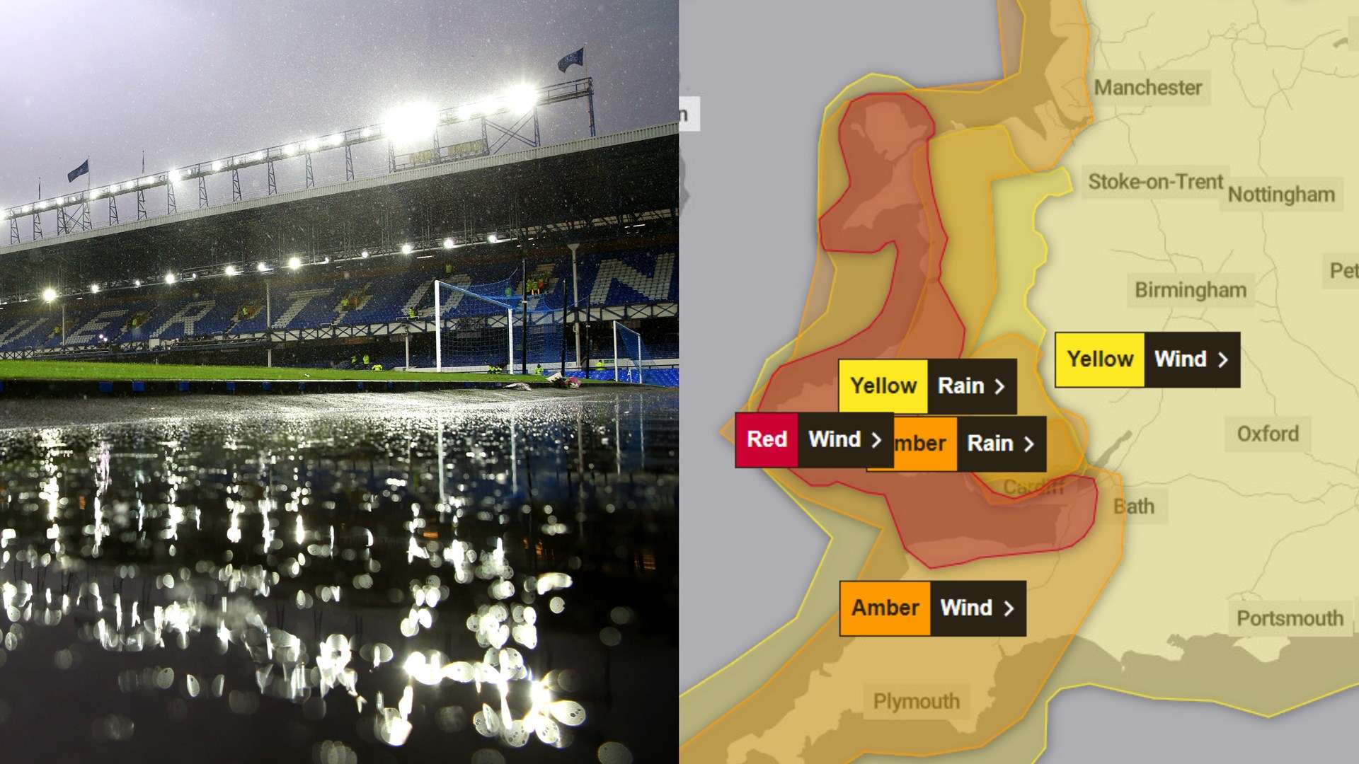 Everton vs Liverpool POSTPONED as Storm Darragh batters UK  