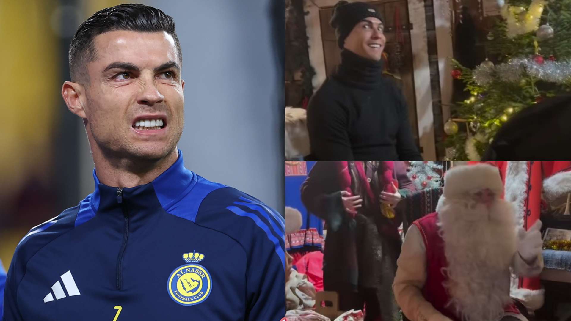 Ronaldo meets Santa! CR7 looks awkward during Xmas singalong  