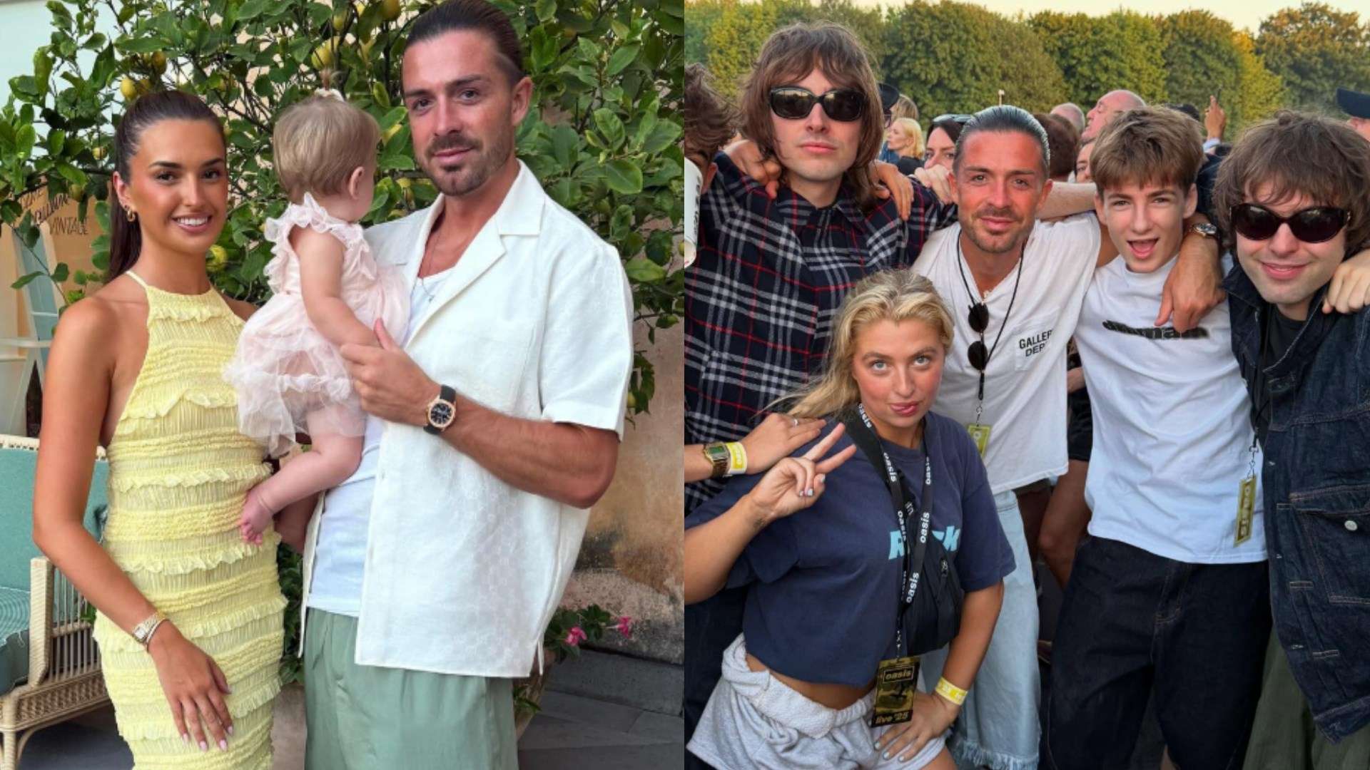 Grealish shares summer update with girlfriend Attwood & Oasis kids  