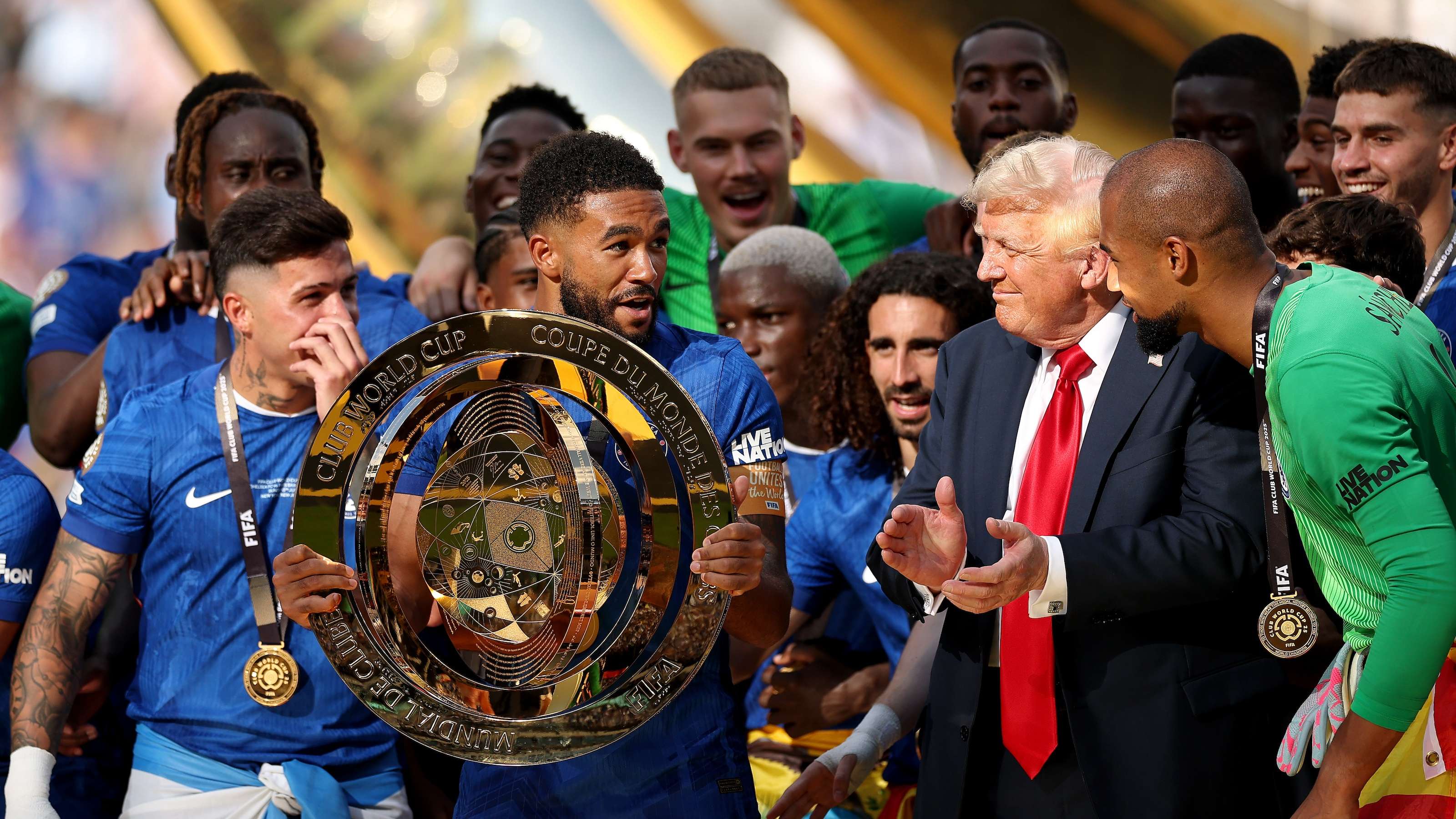 Cucurella 'scared sh*tless' by Trump during Chelsea trophy lift  