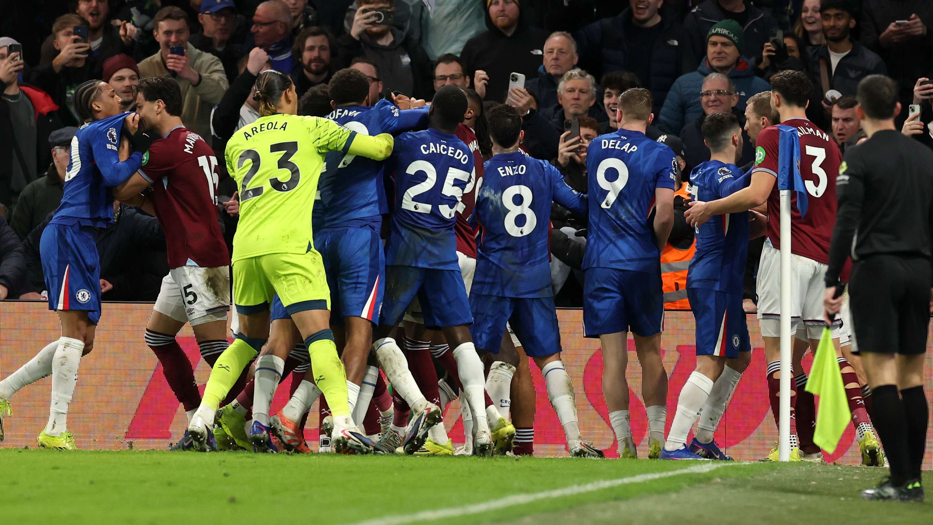 Chelsea and West Ham charged for mass brawl  