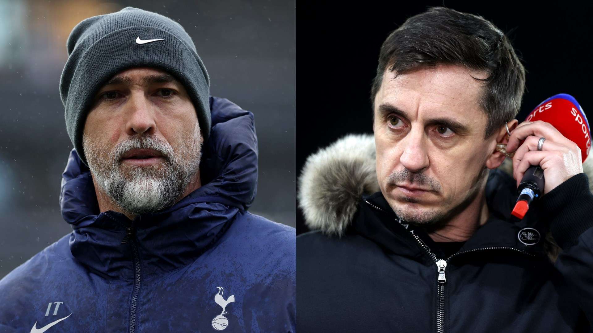 Neville calls Tudor's Tottenham tenure a 'car crash'  