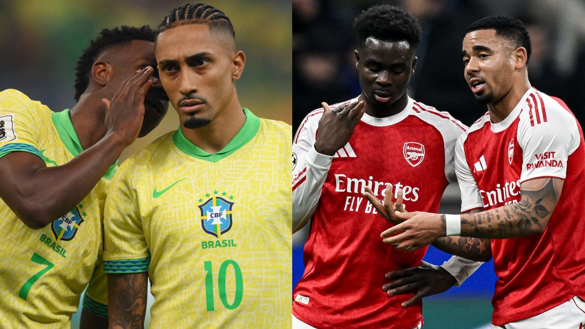 Jesus puts Saka at 'same table' as Vinicius & Raphinha  