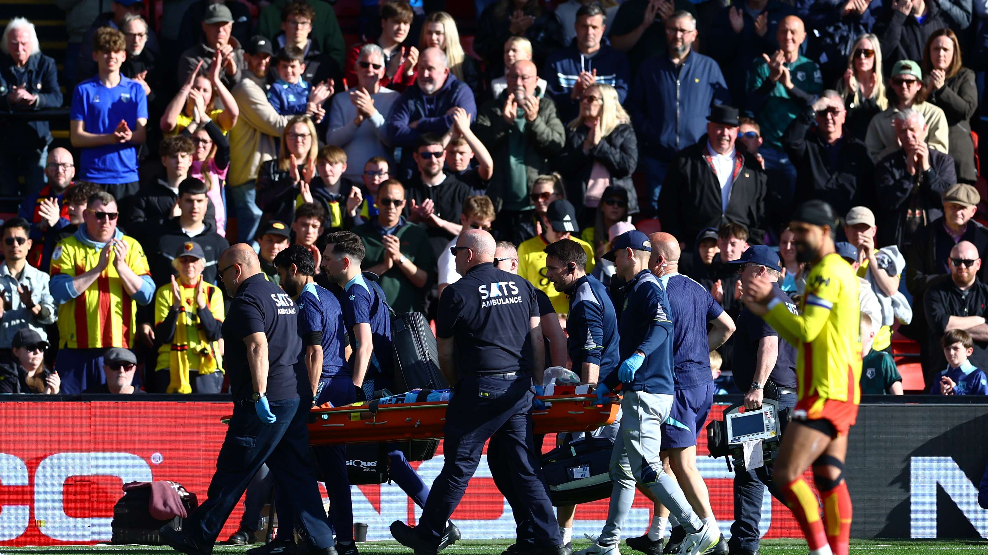 Moments of terror… England defender collapses on the pitch  